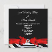 Fabulous 40 Foto Red Zebra Black White, zaterdag Kaart (Achterkant)