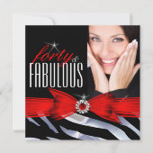 Fabulous 40 Foto Red Zebra Black White, zaterdag Kaart (Voorkant)