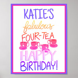Fabulous 40 Four-tea Verjaardag Poster