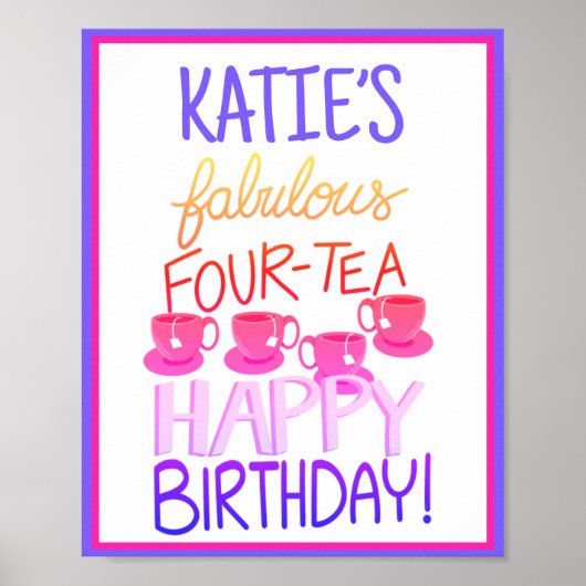Fabulous 40 Four-tea Verjaardag Poster (Voorkant)
