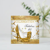 Fabulous 40 Glitter White Gold Heels Birthday Kaart (Staand voorkant)