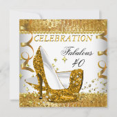 Fabulous 40 Glitter White Gold Heels Birthday Kaart (Voorkant)