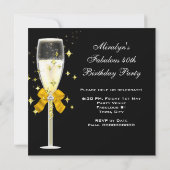 Fabulous 40 Gold Black Yellow Bubbles Party Kaart (Achterkant)