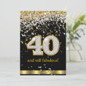 Fabulous 40 Gold Silver Streamers 40e verjaardag B Kaart (Staand voorkant)