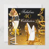 Fabulous 40 Gold Yellow Glitter Birthday Party Kaart (Voorkant)