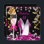 Fabulous 40 Hot Pink Gold Black Bubbles van 40e pa Kaart<br><div class="desc">Fantastisch 40 warme roze bubbels zwart-goudgeel elke leeftijd. Hoge Hiel-schoenen. 40e Elegant Black Birthday Party Champagne. Vrouwen,  dames of mannen. Elegant Classy Celebrations All Occasion Invitations. De verjaardag van de partij nodigt Sjabloon uit voor 21,  30,  40,  50,  60,  70,  80,  90,  100, </div>