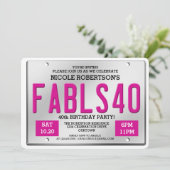 Fabulous 40 Licence Bord Birthday Invitations Kaart (Staand voorkant)