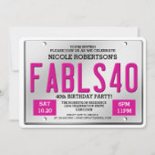 Fabulous 40 Licence Bord Birthday Invitations Kaart (Voorkant)