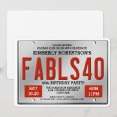 Fabulous 40 Licence Bord Birthday Invitations Kaart (Voorkant / Achterkant)