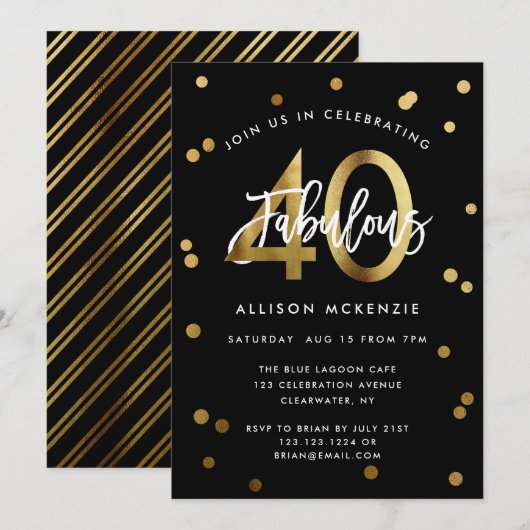 Fabulous 40 | Modern Elegant Gold Stylish Birthday Kaart (Voorkant / Achterkant)
