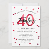 Fabulous 40 | Modern Elegant Red Brushed Birthday Kaart (Voorkant)