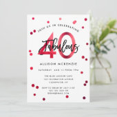 Fabulous 40 | Modern Elegant Red Brushed Birthday Kaart (Staand voorkant)