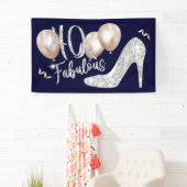 Fabulous 40 Modern Navy Blue Girl 40th Birthday Spandoek (Insitu)