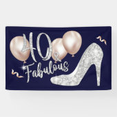 Fabulous 40 Modern Navy Blue Girl 40th Birthday Spandoek (Horizontaal)