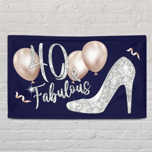 Fabulous 40 Modern Navy Blue Girl 40th Birthday Spandoek