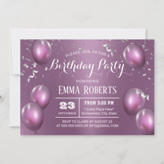 Fabulous 40 Modern Paarse foto 40th Birthday Invi Kaart (Achterkant)