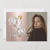 Fabulous 40 Modern Roos Gold Photo Queen Birthday Kaart (Voorkant)