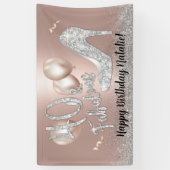 Fabulous 40 Modern Roos Gold & Silver Birthday Spandoek (Verticaal)
