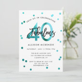 Fabulous 40 | Moderne Blauwgroen verjaardag van Ma Kaart (Staand voorkant)