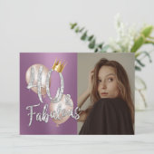 Fabulous 40 Moderne Paarse foto 40e verjaardag Kaart (Staand voorkant)