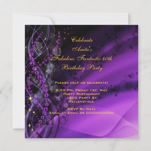 Fabulous 40 Paarse goudhazels van de vrouw van zat Kaart (Achterkant)