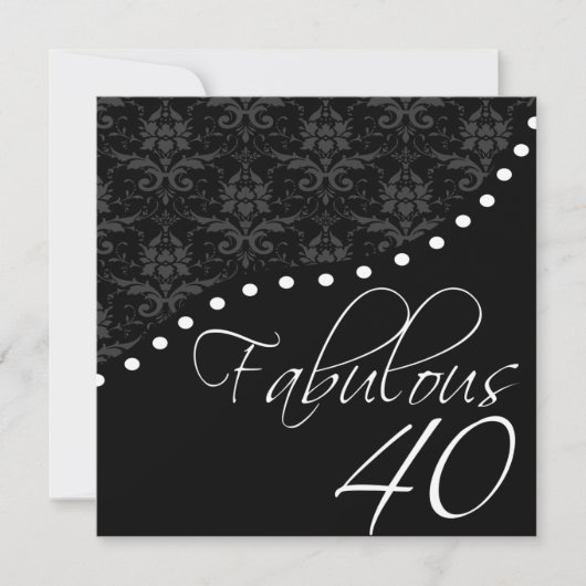Fabulous 40 Personalized Black Birthday Party Kaart (Voorkant)
