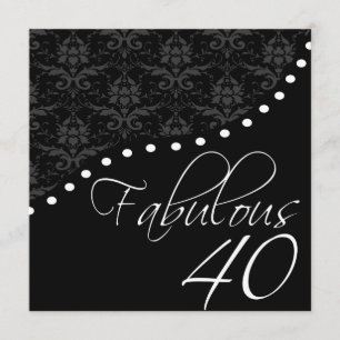 Fabulous 40 Personalized Black Birthday Party Kaart