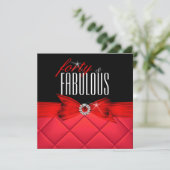 Fabulous 40 Red Black Elegant Birthday Party Kaart (Staand voorkant)