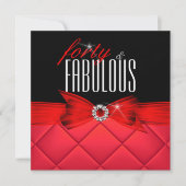 Fabulous 40 Red Black Elegant Birthday Party Kaart (Voorkant)