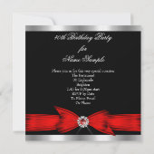 Fabulous 40 Red Black Silver Birthday Party Kaart (Achterkant)