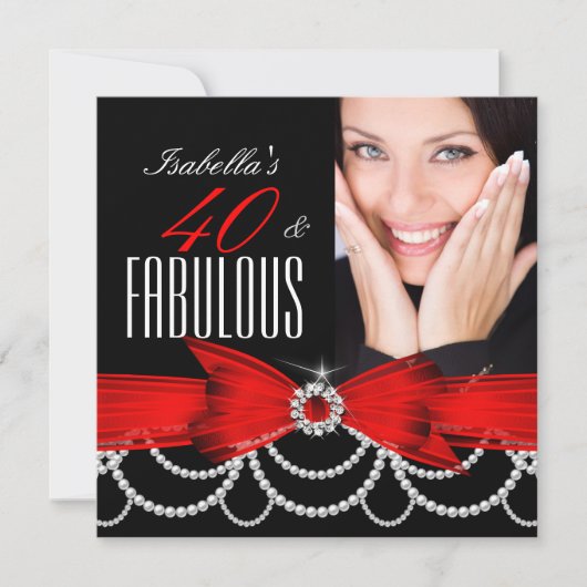 Fabulous 40 Red Black White Pearl Foto van zaterda Kaart (Voorkant)