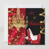 Fabulous 40 Red High Heels Chandelier Birthday Kaart (Voorkant)