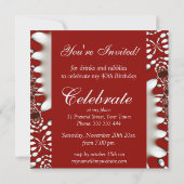 Fabulous 40 Red White Bold Batik Invitation Kaart (Achterkant)