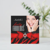 Fabulous 40 Red Zebra Black Foto van zaterdag Kaart (Staand voorkant)