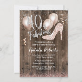 Fabulous 40 Roos Gold High-Barn Wood Birthday Kaart (Voorkant)