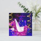 Fabulous 40 roze blauwe goudhakken Abstract op zat Kaart (Staand voorkant)