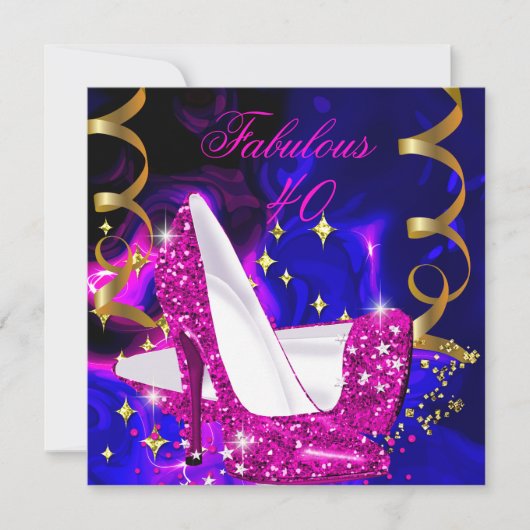 Fabulous 40 roze blauwe goudhakken Abstract op zat Kaart (Voorkant)