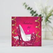 Fabulous 40 Roze Rode goudhakken van de vrouw van  Kaart (Staand voorkant)