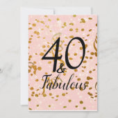 Fabulous 40 roze sterren Gold Confetti Birthday Kaart (Voorkant)