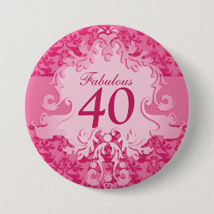"Fabulous 40" vochtige olifantenroze knop/badge Ronde Button 7,6 Cm