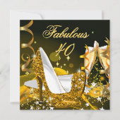 Fabulous 40 Voman's Gold Birthday Party Kaart (Voorkant)