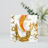 Fabulous 40 Voman's Gold High-Hiel-feest Kaart (Staand voorkant)