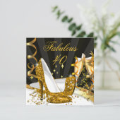 Fabulous 40 Woman's Gold High Hiel Champagne Party Kaart (Staand voorkant)