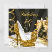 Fabulous 40 Woman's Gold High Hiel Champagne Party Kaart (Voorkant)