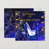 Fabulous 40 Woman's Royal Blue Gold Heels Birthday Kaart (Voorkant / Achterkant)