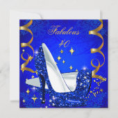 Fabulous 40 Woman's Royal Blue Gold Heels Birthday Kaart (Voorkant)