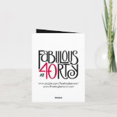 Fabulous 40 zwart-rood Dank u wel briefkaart (Achterkant)