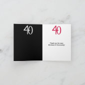Fabulous 40 zwart-rood Dank u wel briefkaart (Binnen)