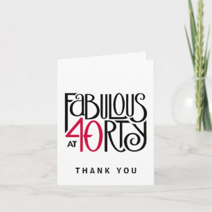 Fabulous 40 zwart-rood Dank u wel briefkaart