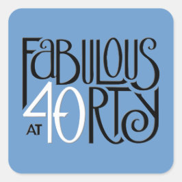 Fabulous 40 zwart wit blauw Vierkante Sticker